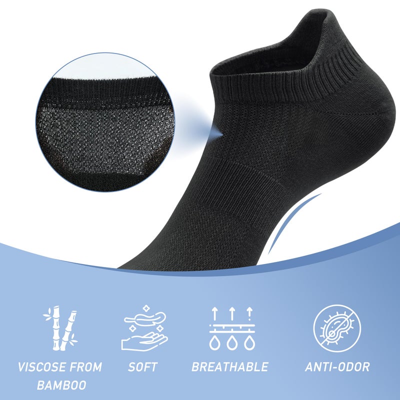 SERISIMPLE Women Ultra Thin Socks Viscose Bamboo Low Cut No Show Ventilating Low Ankle Anti Odor Arch Support Mesh Socks 5 Pairs (m, Black) - Image 3